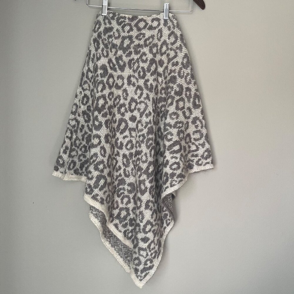 NARDI & TAGLIAFERRI Poncho Women's OS Grey Leopard Mohair Wool Made in Italy NWT
